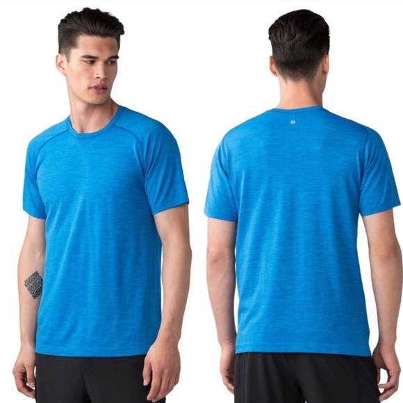 Lululemon Assert Tech Short Sleeve Shirt In Heathered Lakeside Blue Size XL - Picture 1 of 12